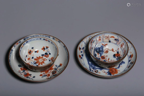 TWO CHINESE BROWN-GLAZED, BLUE-AND-WHITE AND IRON-RED ENAMEL...