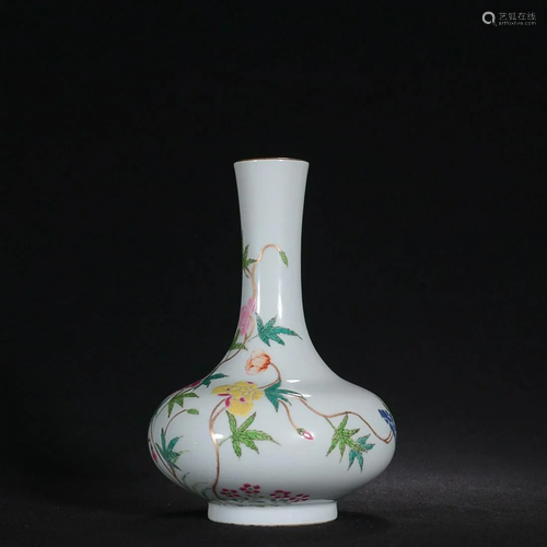 CHINESE FAMILLE-ROSE VASE DEPICTING 'FLORAL', ...