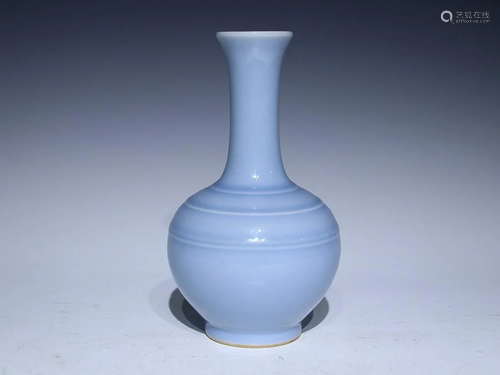 CHINESE SKY-BLUE-GLAZED VASE, 'QING QIANLONG' MARK