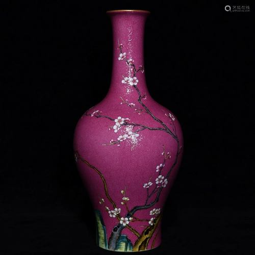 CHINESE PUCE-GLAZED VASE DEPICTING 'FLORAL', '...