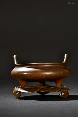 CHINESE BRONZE HANDLED CENSER