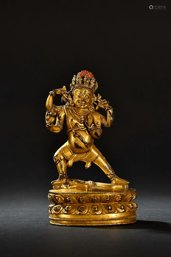 CHINESE GILT-BRONZE FIGURE OF VAJRA