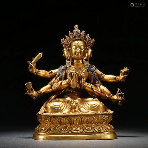 CHINESE GILT-BRONZE FIGURE OF GUANYIN