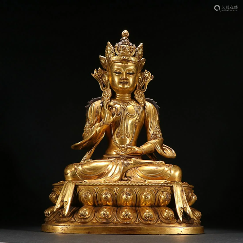 CHINESE GILT-BRONZE FIGURE OF GUANYIN