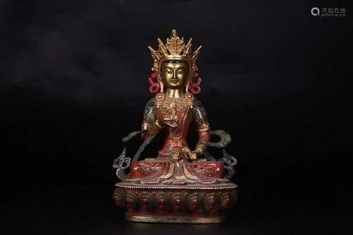 CHINESE CANTON ENAMEL FIGURE OF TARA