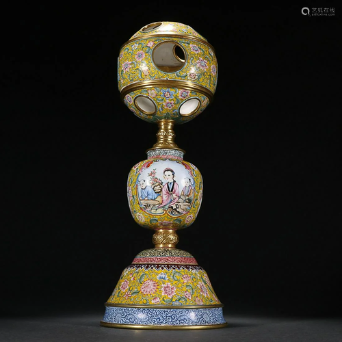 CHINESE CANTON ENAMEL HAT RACK DEPICTING 'FIGURE STORY&...