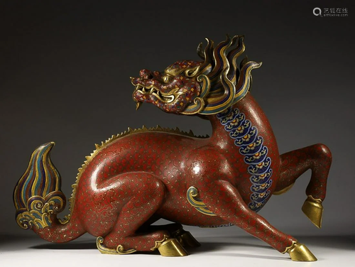 CHINESE CLOISONNE ENAMEL AUSPICIOUS BEAST