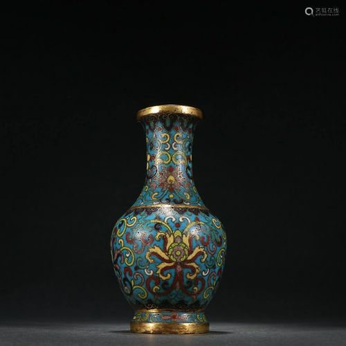 CHINESE CLOISONNE ENAMEL VASE DEPICTING 'LOTUS SCROLL A...