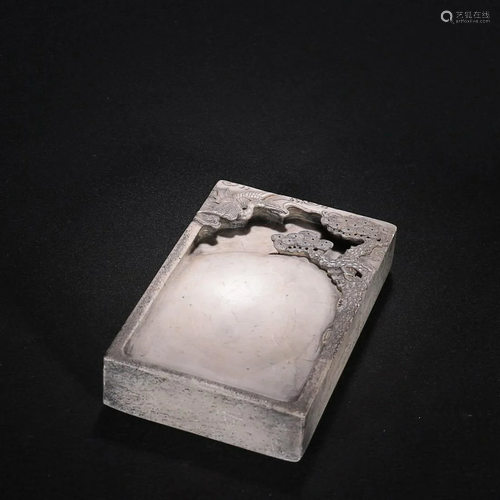 CHINESE WHITE DUAN INKSTONE WITH CARVED 'CRANE'