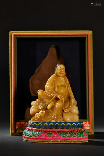 CHINESE FURONG STONE FIGURE OF LIHAI AND JINCHAN