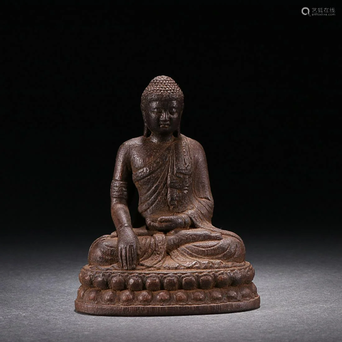 CHINESE AGARWOOD FIGURE OF SAKYAMUNI