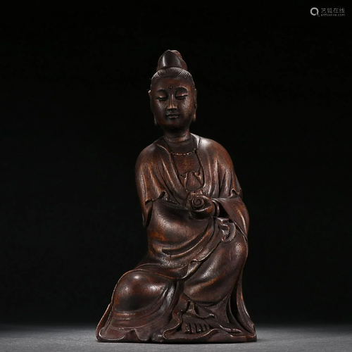 CHINESE AGARWOOD FIGURE OF GUANYIN