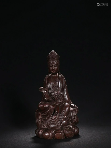 CHINESE AGARWOOD FIGURE OF GUANYIN