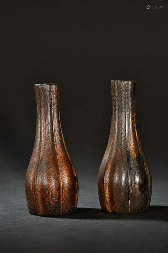 TWO CHINESE AGARWOOD GU VESSELS