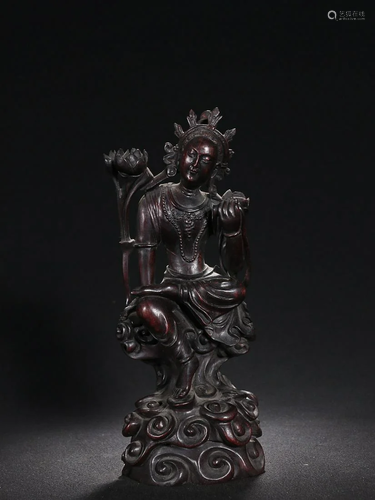 CHINESE SANDALWOOD FIGURE OF GUANYIN