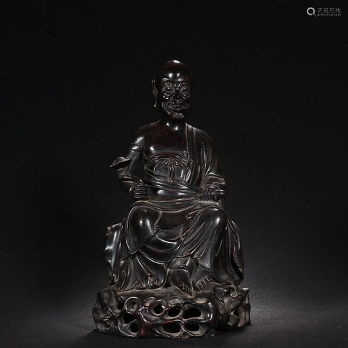 CHINESE SANDALWOOD FIGURE OF ARHAT