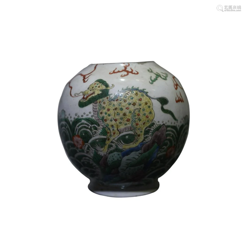 CHINESE POLYCHROME ENAMELED JAR DEPICTING 'AUSPICIOUS B...