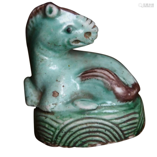 CHINESE GREEN-GLAZED HORSE