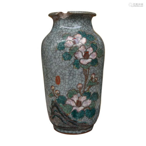 CHINESE GE-WARE VASE WITH 'IRON WIRE' DEPICTING FA...