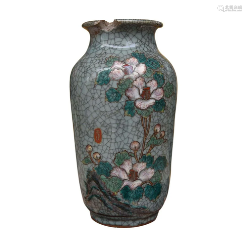 CHINESE GE-WARE VASE WITH 'IRON WIRE' DEPICTING FA...