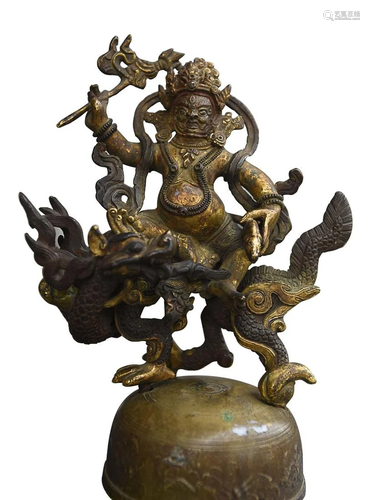 GILT-BRONZE FIGURE OF NEPAL CAISHEN