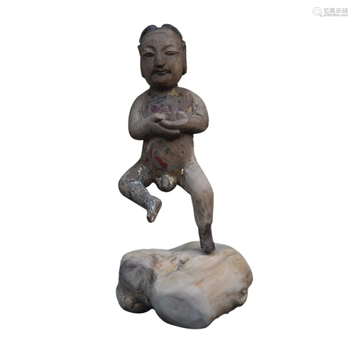 CHINESE STONE FIGURE OF SAKYAMUNI