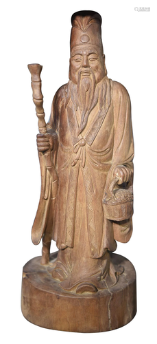 CHINESE BOXWOOD FIGURE OF LI SHIZHEN