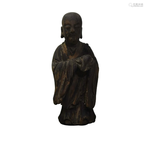 CHINESE WOOD FIGURE OF BUDDHA