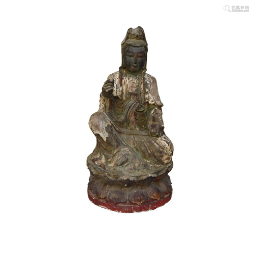 CHINESE WOOD FIGURE OF GUANYIN