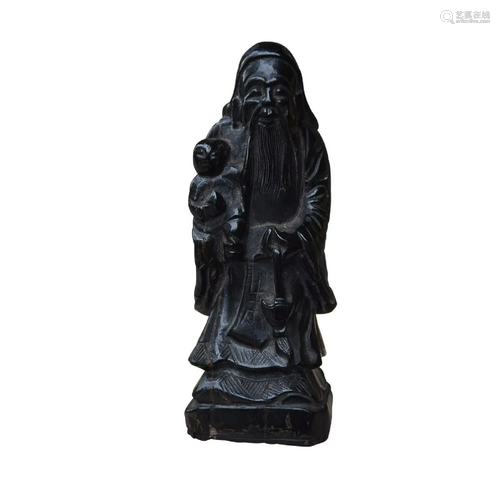 CHINESE WOOD FIGURE OF BUDDHA