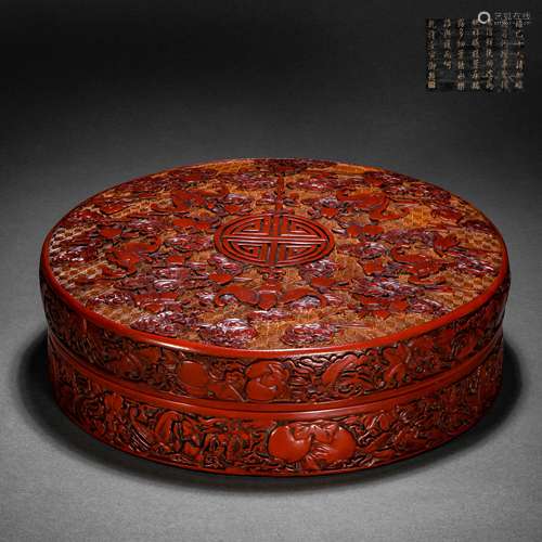 Qing Dynasty red lacquer cover box