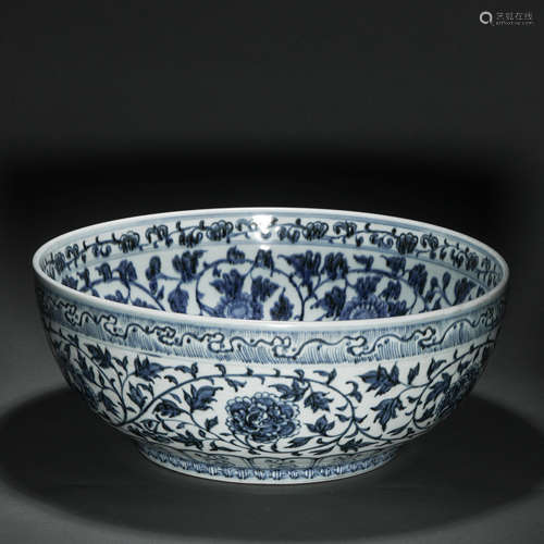 Ming Dynasty blue and white lotus bowl