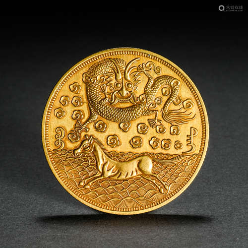 Great Qing Taiwan military pay gold coin