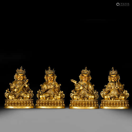 A gilt bronze statue of the four kings in Qing Dynasty