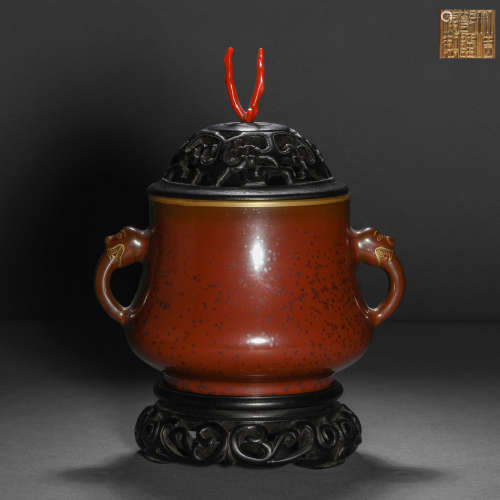 Qing Dynasty Jihong Drawing Gold Porcelain Incense Burner