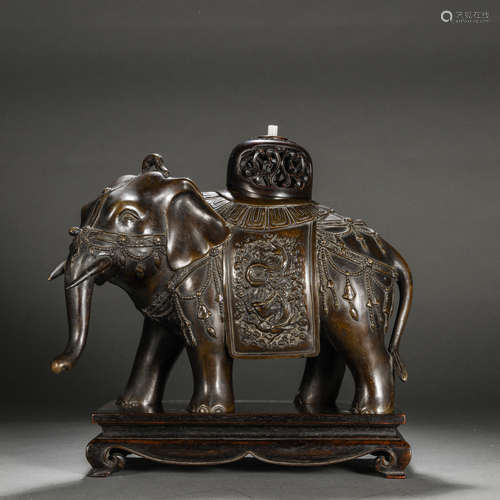 Qing Dynasty bronze elephant dragon pattern aromatherapy