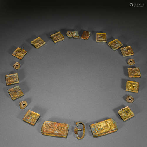 Liao Dynasty Gilt Bronze Plate with Haidongqing Pattern