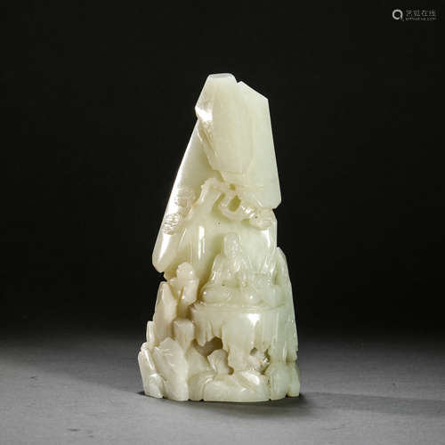 Qing Dynasty Hetian Jade Buddha Statue Shanzi Ornament