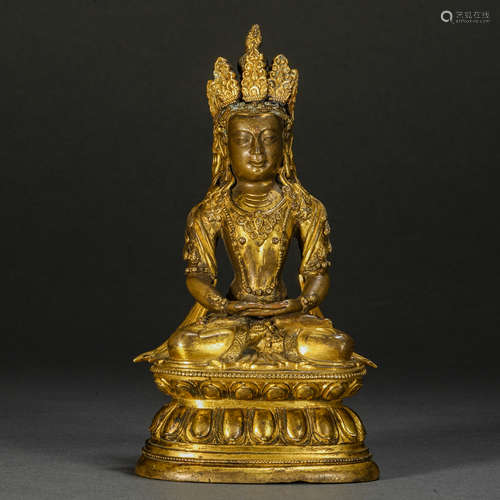 Mongolian official-made Dolenuoer gilt bronze Buddha of imme...