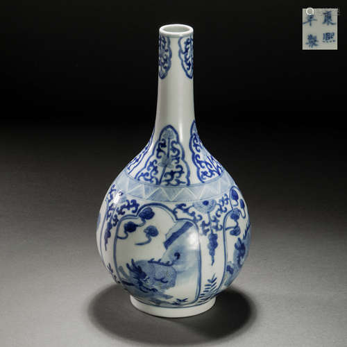 Qing Dynasty blue and white auspicious animal pattern apprec...