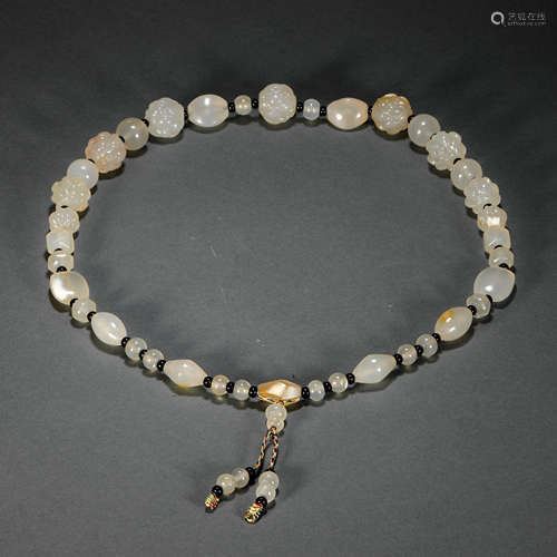 Liao Dynasty white agate necklace