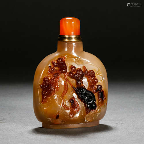 Qing Dynasty Agate Baby Show Snuff Bottle