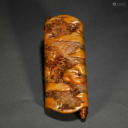 Qing Dynasty Shoushan Stone Poetry Paperweight