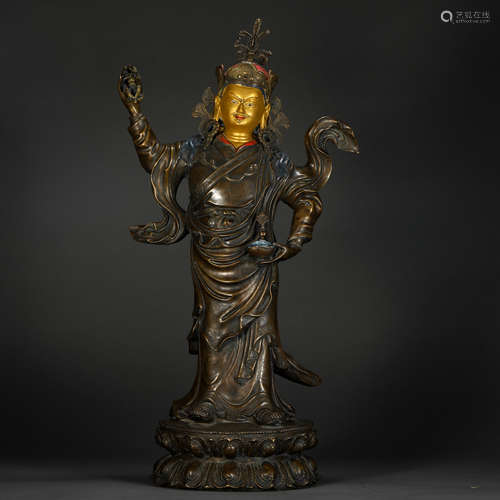 Qing Dynasty bronze gilt Padmasambhava Buddha statue