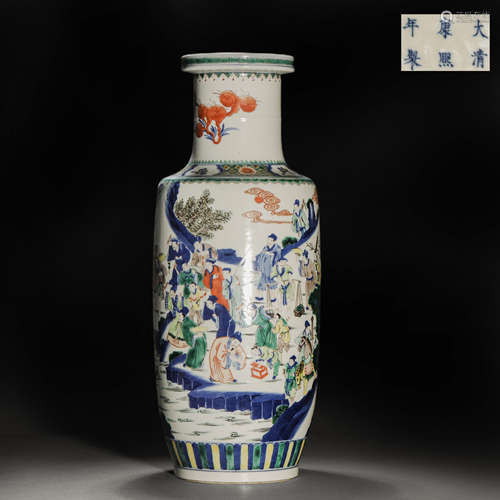 Qing Dynasty colorful character story gall bottle