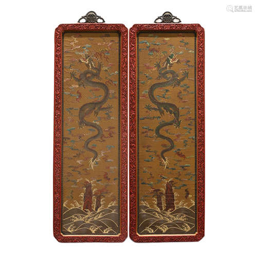 Qing Dynasty lacquer painting on screen