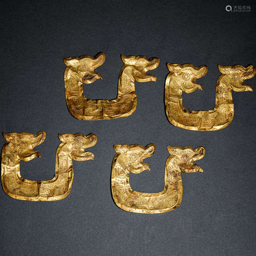 Han Dynasty pure gold animal pattern gold plate