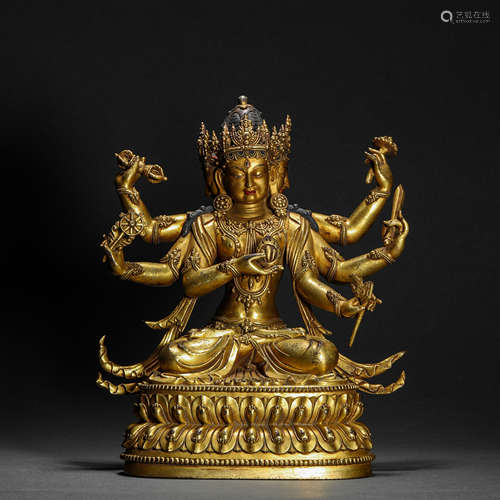 Qing Dynasty gilt bronze statue