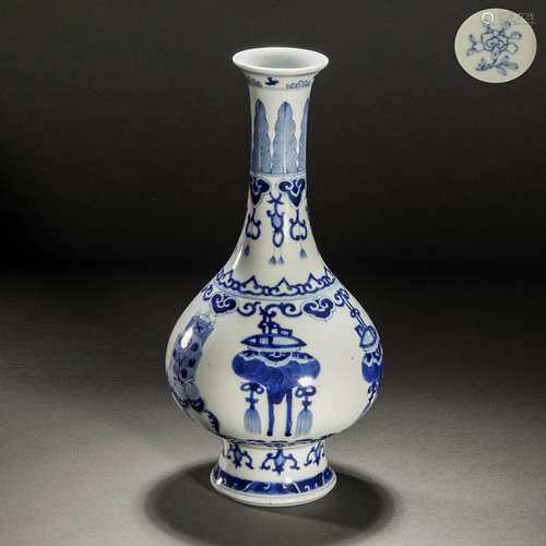 Qing Dynasty blue and white treasure pattern appreciation bo...