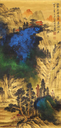 Zhang Daqian's Splashing Color Landscape Figure